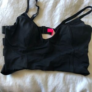 VS Long Line Strappy Bikini Top in Black
